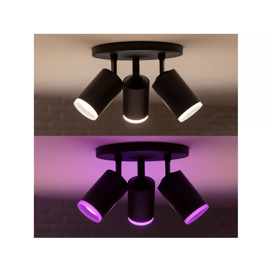 Philips - Світильник точковий LED RGBW з диммером Hue FUGATO 3xGU10/4,2W/230V 2000-6500K чорний