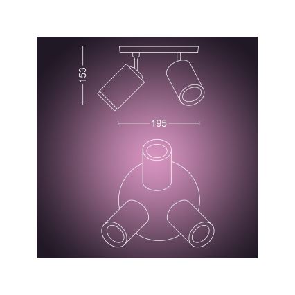 Philips - Світильник точковий LED RGBW з диммером Hue FUGATO 3xGU10/4,2W/230V 2000-6500K чорний