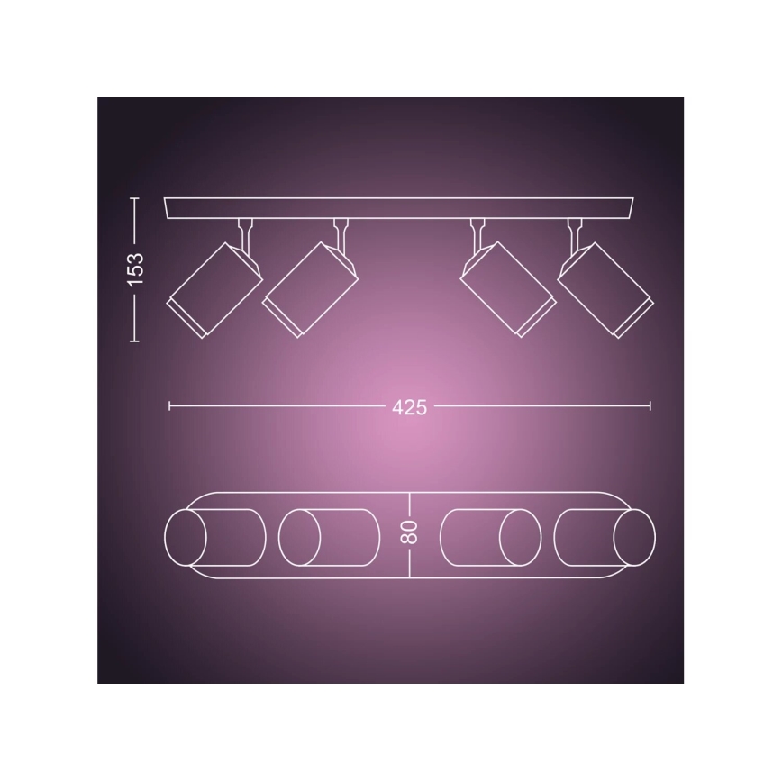 Philips - Світильник точковий LED RGBW з димером Hue FUGATO 4xGU10/4,2W/230V 2000-6500K чорний