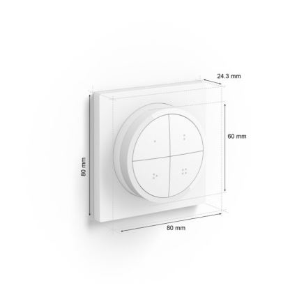 Philips - Пульт дистанційного керування з вимикачем Hue TAP 1xCR2032 білий