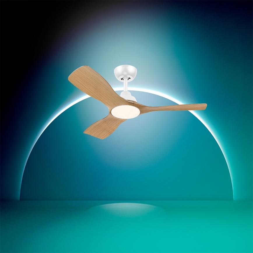 Philips - Потолочный вентилятор OLAS с диммируемым LED (24W/230V), Ø 106 см, белый/коричневый + пульт дистанционного управления