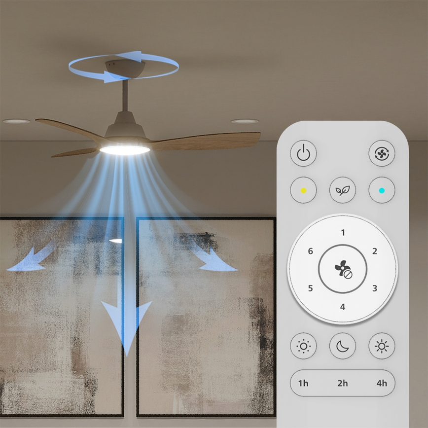 Philips - Потолочный вентилятор OLAS с диммируемым LED (24W/230V), Ø 106 см, белый/коричневый + пульт дистанционного управления