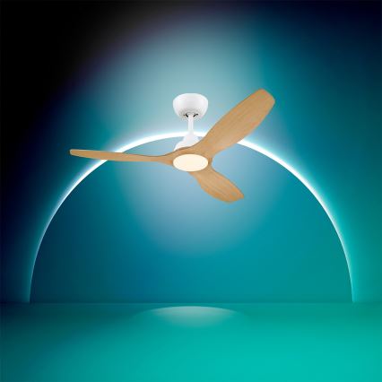 Philips - LED диммируемый потолочный вентилятор OLAS LED/24W/230V диаметр 132 см белый/коричневый + пульт дистанционного управления