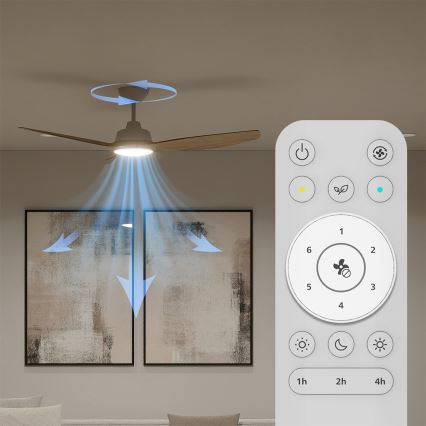 Philips - LED диммируемый потолочный вентилятор OLAS LED/24W/230V диаметр 132 см белый/коричневый + пульт дистанционного управления