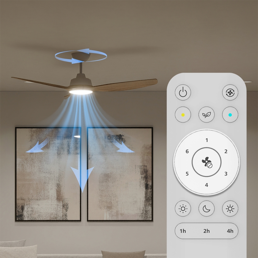 Philips - LED диммируемый потолочный вентилятор OLAS LED/24W/230V диаметр 132 см белый/коричневый + пульт дистанционного управления