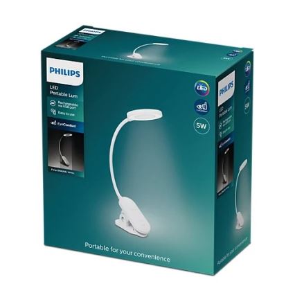 Philips - LED лампа з затискачем та регулюванням яскравості LED/5W/5V CRI 90