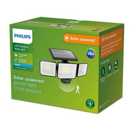 Philips -  LED Настінний прожектор з датчиком на сонячній батареї NYSIL 3xLED/8,7W/3,7V IP65