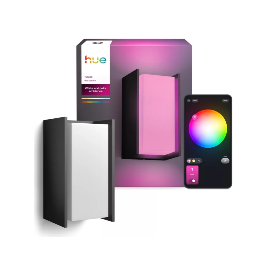 Philips - LED зовнішній настінний світильник з регульованою яскравістю Hue TURACO White And Color Ambiance 1xE27/8,1W/230V 1000-20000K