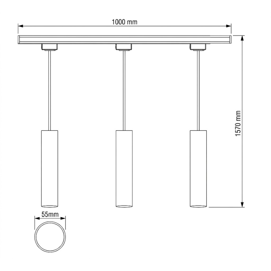 Philips — затемнювана LED-люстра RGBW на тросі для шинної системи EASYLINK HUE, 3×GU10/4,7 Вт/230 В, 2200–6500 К, 1 м, чорна