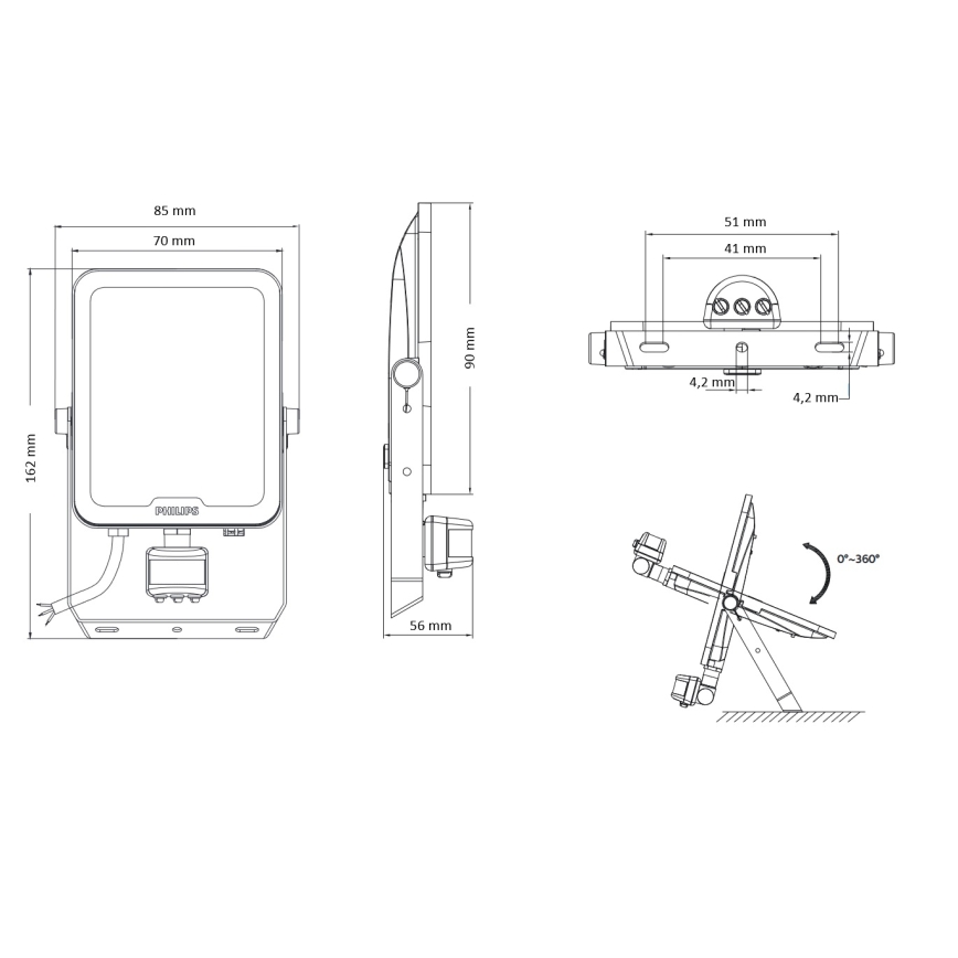 Philips - светодиодный прожектор с датчиком движения и сумерек LEDINAIRE ALL-IN LED/10W/230V 3000/4000/6500K IP65