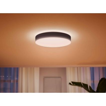 Philips - LED стельовий світильник Hue з можливістю затемнення LED/33,5W/230V 2200-6500K діаметр 425 мм чорний + пульт дистанційного керування