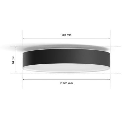 Philips - затемнюваний LED стельовий світильник Hue, LED/19,2 Вт/230 В, 2200–6500 К, діаметр 381 мм, чорний + пульт дистанційного керування