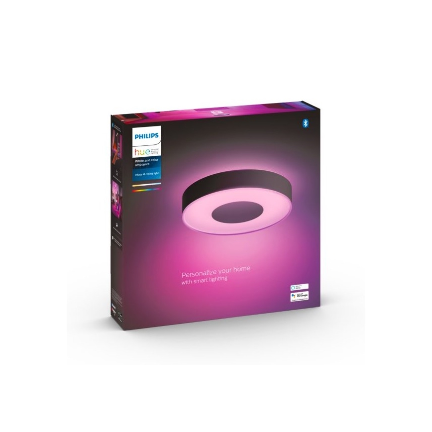Philips - RGB LED стельовий світильник з регульованою яскравістю Hue INFUSE LED/33,5W/230V 2000-6500K діам. 381 мм чорний