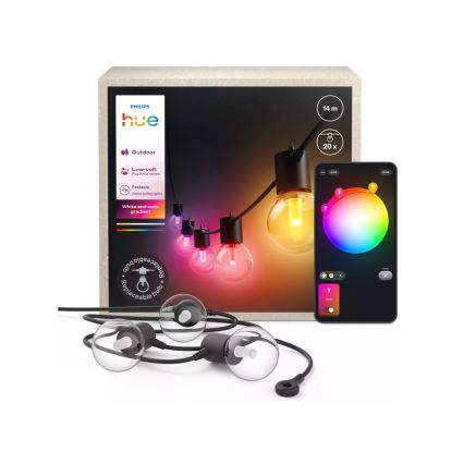 Philips - LED RGBW диммируемая уличная гирлянда Hue FESTAVIA 20xLED 14m IP65