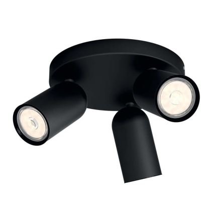 Philips - LED RGBW диммируемый точечный светильник PONGEE 3xGU10/4,8W/230V 3000K черный + пульт дистанционного управления