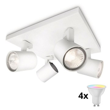 Philips - LED RGBW диммируемый точечный светильник RUNNER 4xGU10/6,5W/230V 2700-6500K белый