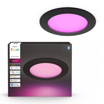 Philips - LED RGBW димований вбудований стельовий світильник для ванної кімнати Hue SLIM LED/12W/230V 1000-20000K чорний IP44