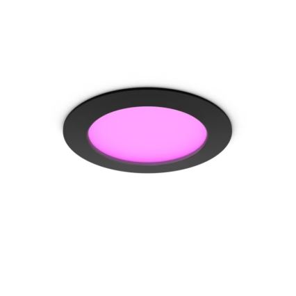 Philips - LED RGBW димований вбудований стельовий світильник для ванної кімнати Hue SLIM LED/12W/230V 1000-20000K чорний IP44