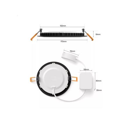 Philips - LED RGBW димований вбудований стельовий світильник для ванної кімнати Hue SLIM LED/12W/230V 1000-20000K чорний IP44