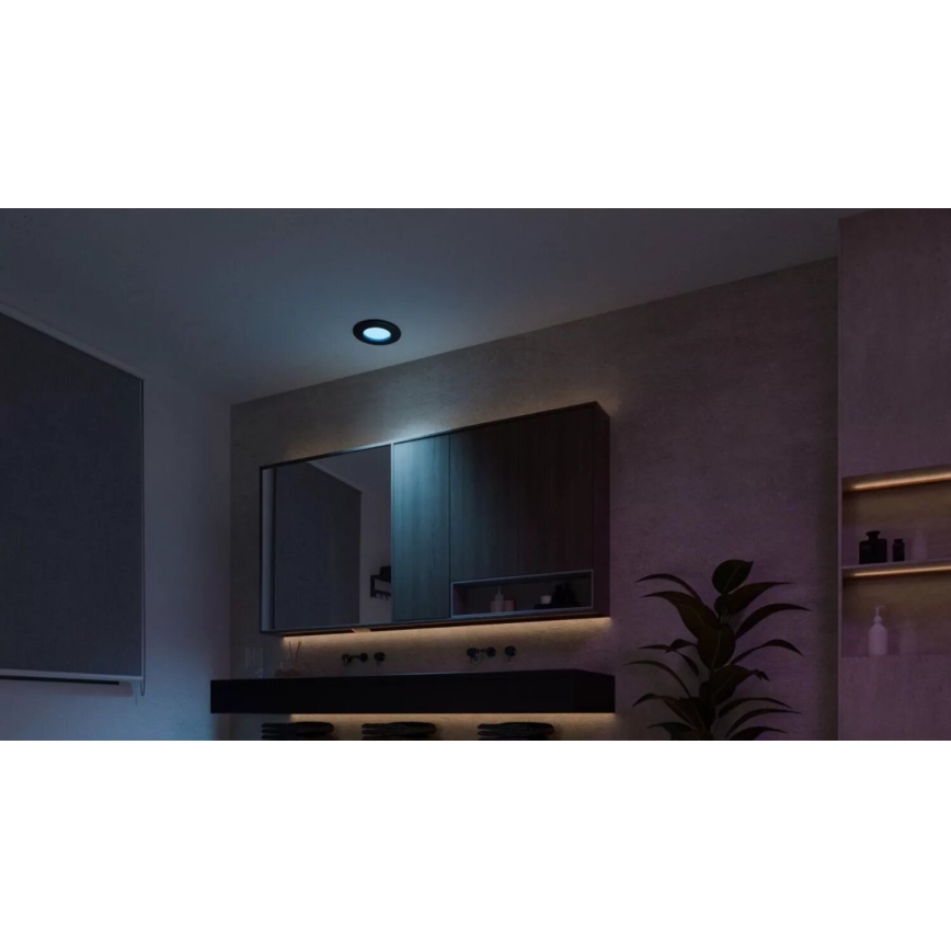 Philips - LED RGBW Вбудований стельовий світильник для ванної з регулюванням яскравості Hue SLIM LED/8,3W/230V 2000-6500K IP44 чорний