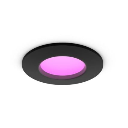 Philips - LED RGBW Вбудований стельовий світильник для ванної з регулюванням яскравості Hue SLIM LED/8,3W/230V 2000-6500K IP44 чорний