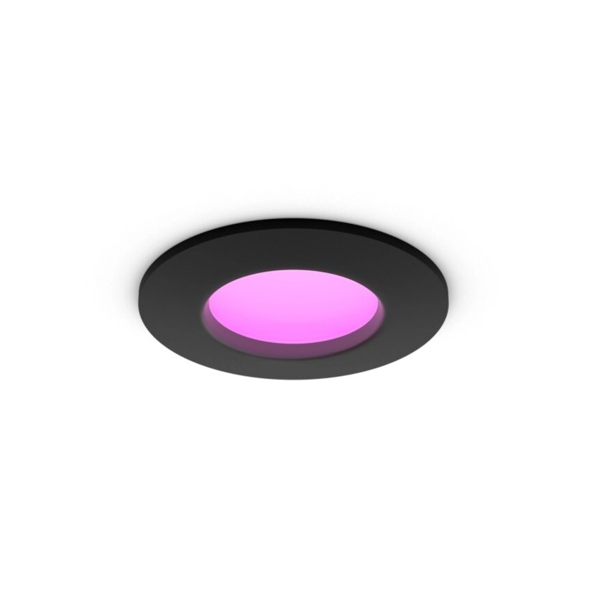 Philips - LED RGBW Вбудований стельовий світильник для ванної з регулюванням яскравості Hue SLIM LED/8,3W/230V 2000-6500K IP44 чорний
