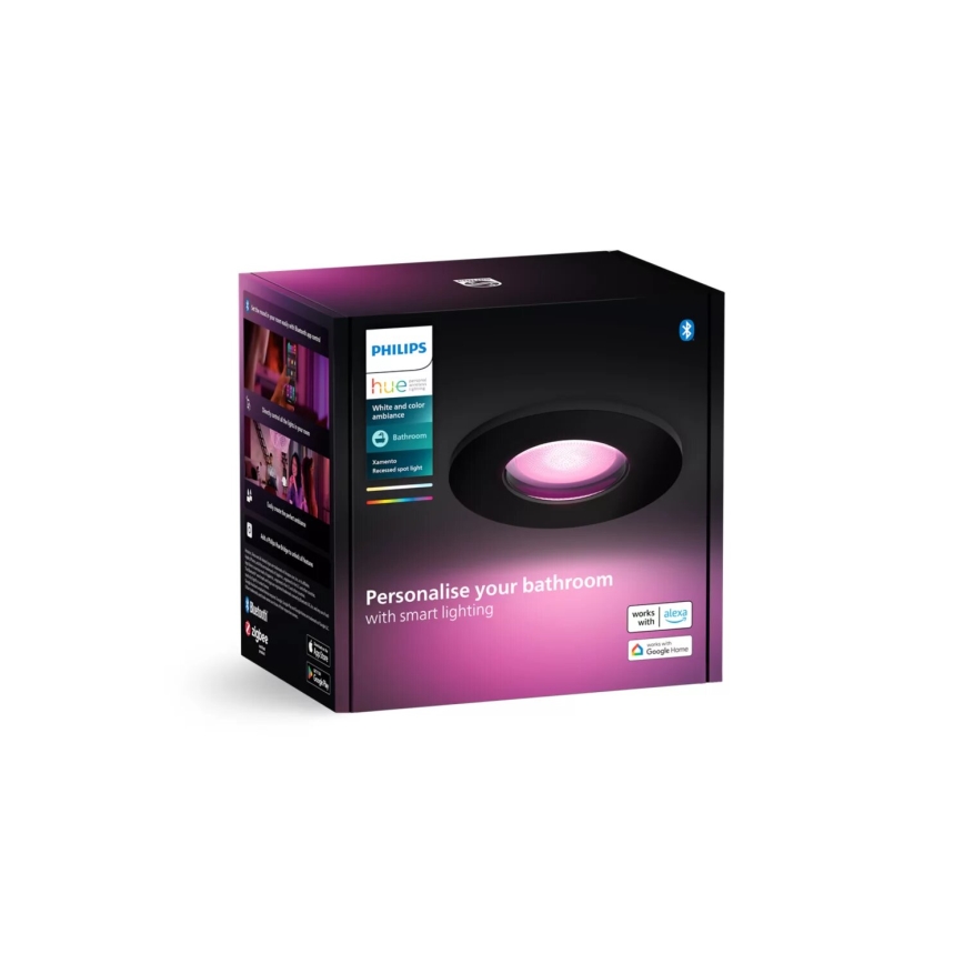 Philips - LED RGBW Вбудований стельовий світильник для ванної з регулюванням яскравості Hue XAMENTO 1xGU10/4,2W/230V 2000-6500K IP44