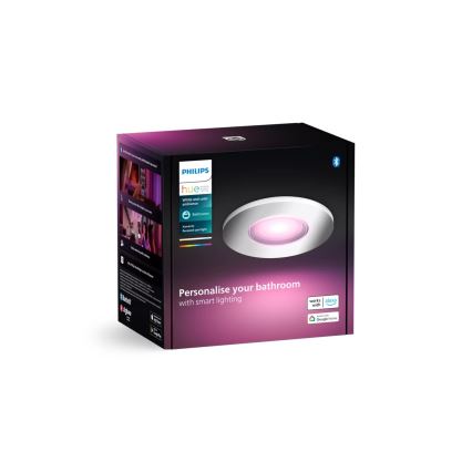 Philips - LED RGBW Вбудований стельовий світильник для ванної з регулюванням яскравості Hue XAMENTO 1xGU10/4,2W/230V 2000-6500K IP44