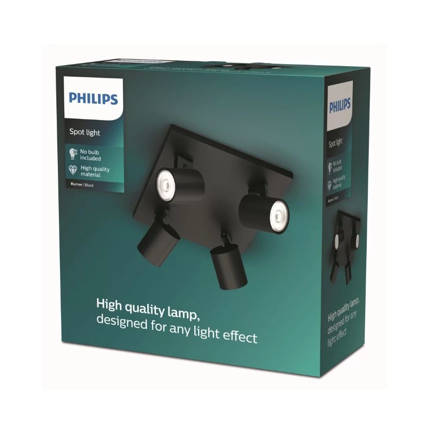 Philips - LED RGBW з регульованою яскравістю точковий світильник RUNNER 4xGU10/6,5W/230V 2700-6500K чорний