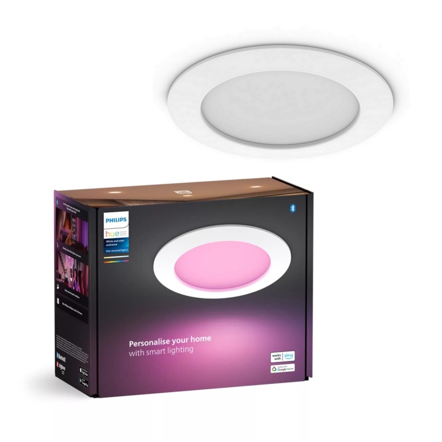 Philips - LED RGBW Вбудований стельовий світильник для ванної з регулюванням яскравості Hue SLIM LED/12W/230V IP44 2200-6500K