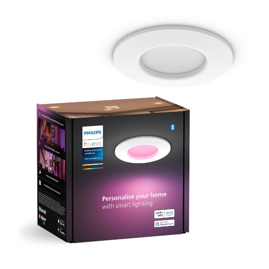 Philips - LED RGBW Вбудований стельовий світильник для ванної з регулюванням яскравості Hue SLIM LED/8,3W/230V 2000-6500K IP44 білий