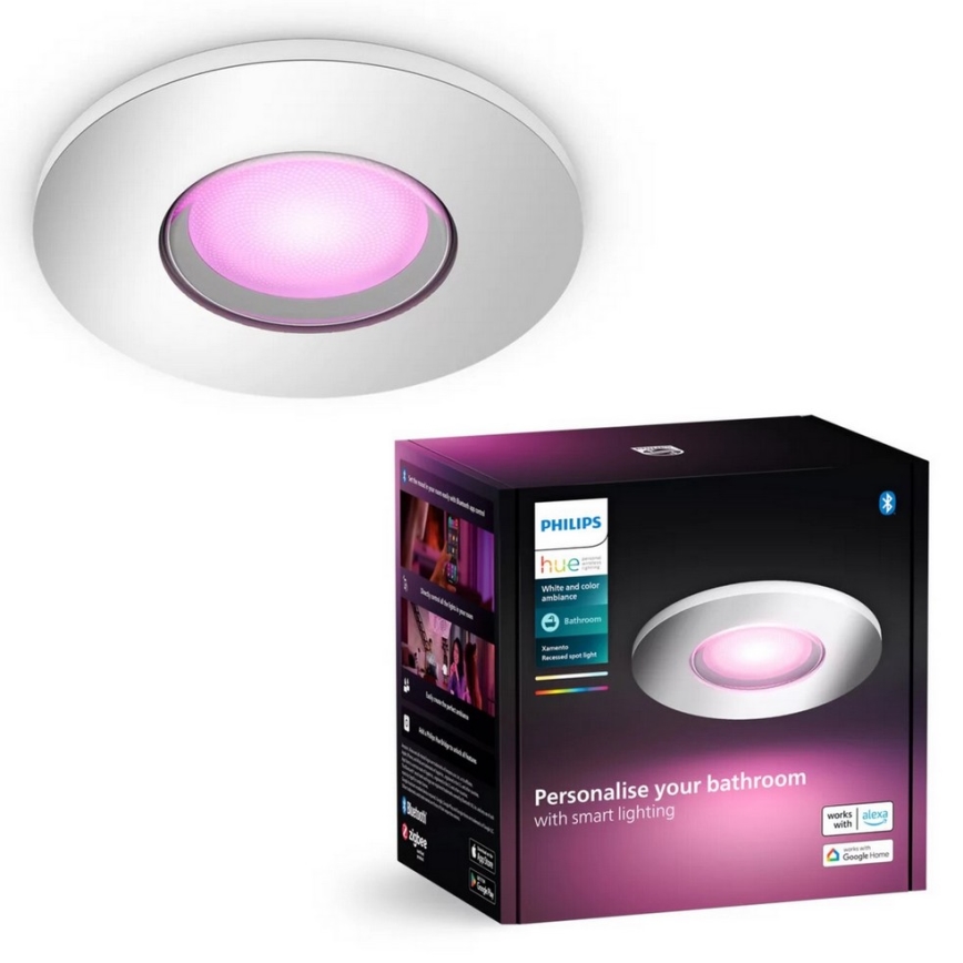 Philips - LED RGBW Вбудований стельовий світильник для ванної з регулюванням яскравості Hue XAMENTO 1xGU10/4,2W/230V 2000-6500K IP44