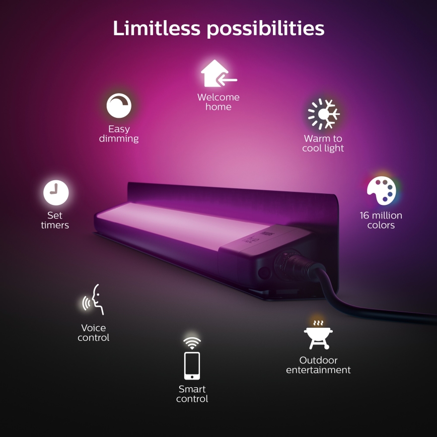 Philips - LED RGBW Вуличний світильник з регулюванням яскравості Hue White and Color Ambiance LED/20W/24V IP65