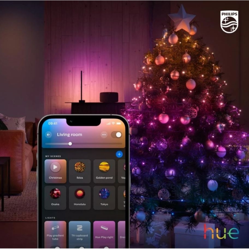 Philips - LED RGBW з регулюванням яскравості вуличний ланцюг HUE WHITE AND COLOR AMBIANCE 250xLED 24,4 м 2000-6500K IP54