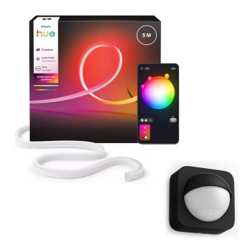 Philips - LED RGBW затемнювана зовнішня стрічка Hue NEON 5m LED/30W/230V 2200-6500K IP67 + датчик руху