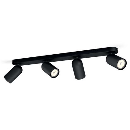 Philips - LED RGBW точковий світильник PONGEE з регулюванням яскравості 4xGU10/4,8W/230V 3000K чорний + пульт дистанційного керування