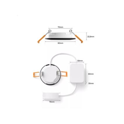 Philips - Вбудований стельовий світильник для ванної Hue SLIM LED RGBW, димований, 8,3W/230V, 1000-20000K, чорний P44