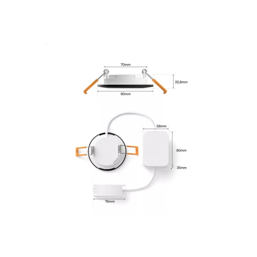 Philips - Вбудований стельовий світильник для ванної Hue SLIM LED RGBW, димований, 8,3W/230V, 1000-20000K, чорний P44