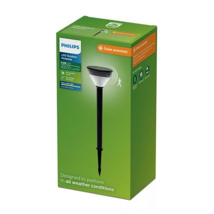 Philips - светодиодная солнечная лампа с датчиком KYNA LED/3,8W/3,7V 800 mAh 2700K IP44 черная