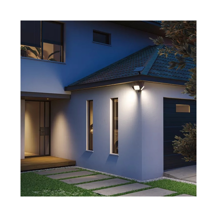 Philips - світлодіодний сонячний настінний світильник із датчиком ZYREN LED/24,5W/3,7V 2600 mAh 5000K IP65 чорний