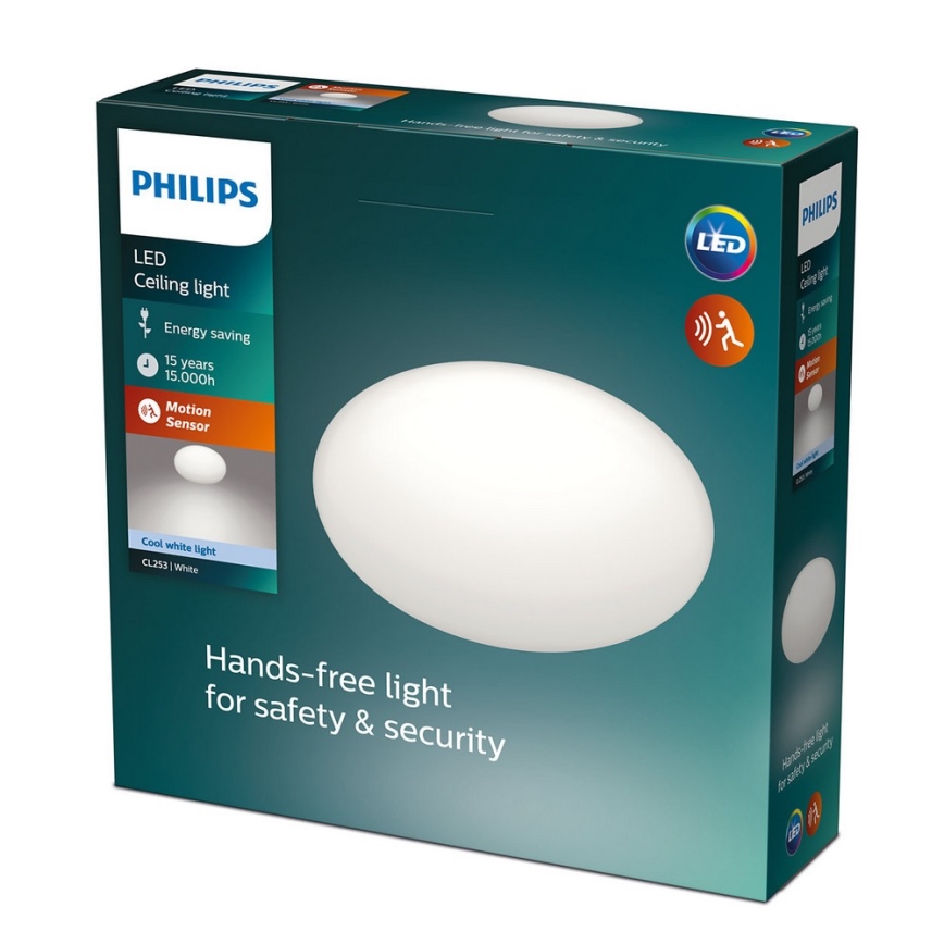 Philips - світлодіодний стельовий світильник з датчиком, 12 Вт/230 В, 4000 К