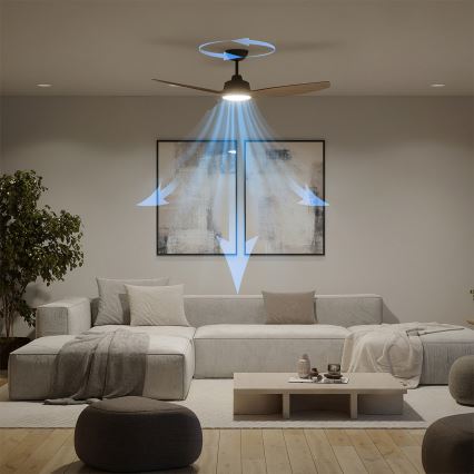 Philips - стельовий вентилятор OLAS LED, з регулюванням яскравості, 24W/230V, Ø 132 см, чорний/коричневий + пульт дистанційного керування