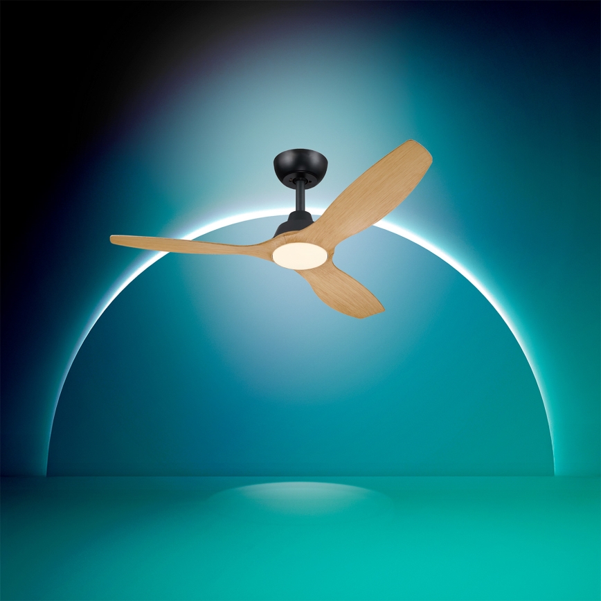Philips - стельовий вентилятор OLAS LED, з регулюванням яскравості, 24W/230V, Ø 132 см, чорний/коричневий + пульт дистанційного керування