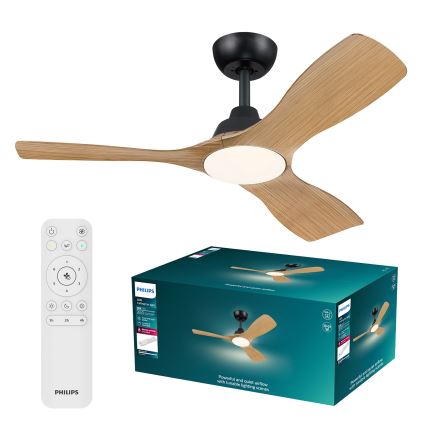 Philips - LED стельовий вентилятор із регулюванням яскравості OLAS LED/24W/230V діаметр 106 см чорний/коричневий + пульт дистанційного керування