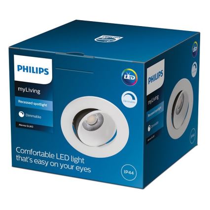 Philips - Вбудований стельовий LED світильник для ванної з регулюванням яскравості ABROSA 1xLED/9W/230V IP44