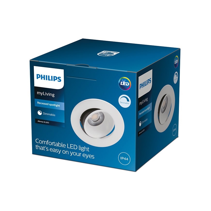 Philips - Вбудований стельовий LED світильник для ванної з регулюванням яскравості ABROSA 1xLED/9W/230V IP44