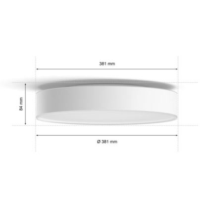 Philips - LED Світильник для ванної з регулюванням яскравості Hue DEVERE LED/19,2W/230V IP44 діаметр 381 мм 2200-6500K + дистанційне керування