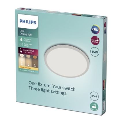 Philips -Стельовий LED світильник для ванної з регулюванням яскравості SCENE SWITCH LED/15W/230V IP44 2700K