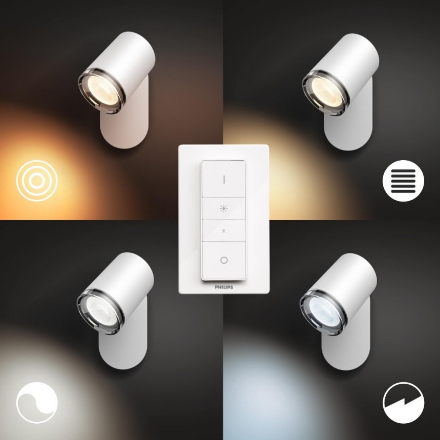 Philips - LED Світильник для ванної кімнати з регулюванням яскравості Hue ADORE 1xGU10/5W/230V IP44 + пульт дистанційного керування