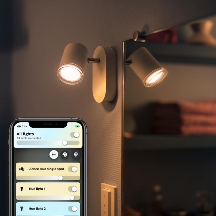 Philips - LED Світильник для ванної кімнати з регулюванням яскравості Hue ADORE 1xGU10/5W/230V IP44 + пульт дистанційного керування